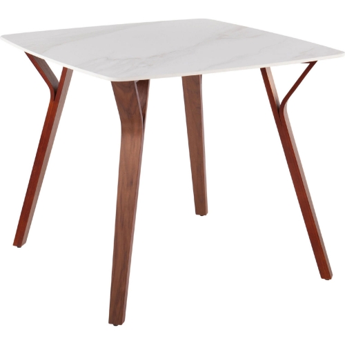 Folia 38" Dinette Table in Walnut Wood & White Textured Marble